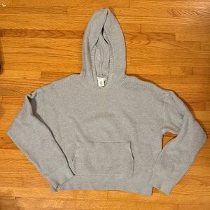 Gray Hooded Women's Sweater Crop Sincerely Jules NWOT